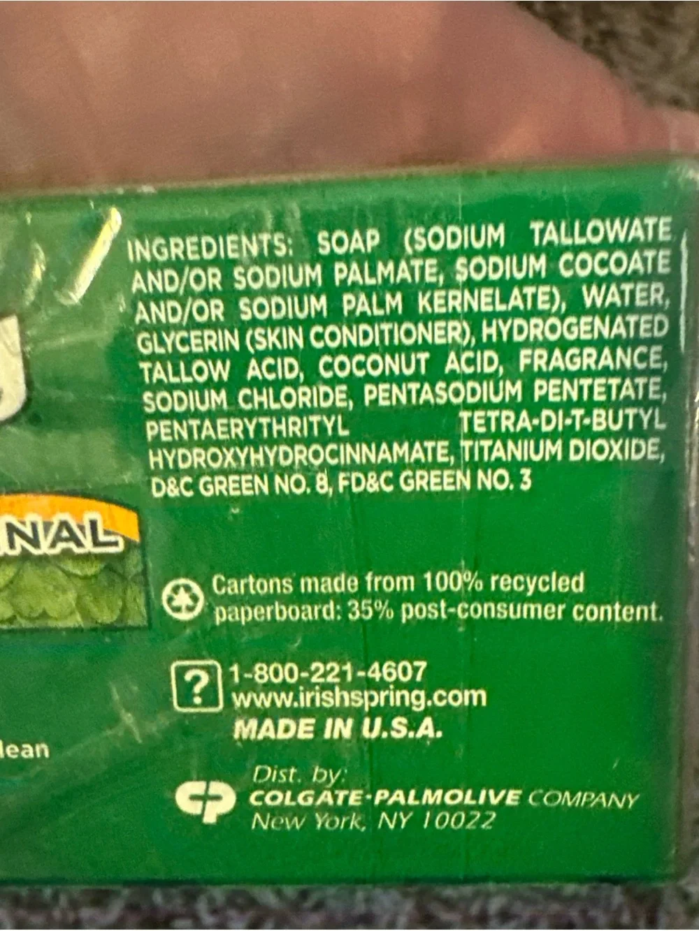 Irish Spring Bar Soap 3.2oz (4) & 3.75oz (1) Original Scent 5 Bars Soap